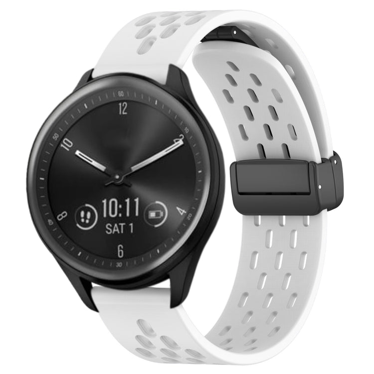 20mm Folding Magnetic Clasp Silicone Watch Band, For Garmin Forerunner 645, For Garmin Vivomove Sport, For Garmin VivoMove Style