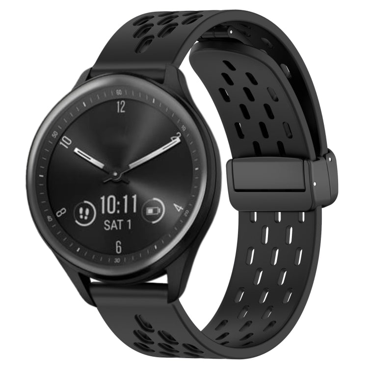 20mm Folding Magnetic Clasp Silicone Watch Band, For Garmin Forerunner 645, For Garmin Vivomove Sport, For Garmin VivoMove Style
