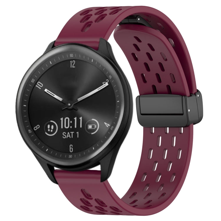 20mm Folding Magnetic Clasp Silicone Watch Band, For Garmin Forerunner 645, For Garmin Vivomove Sport, For Garmin VivoMove Style