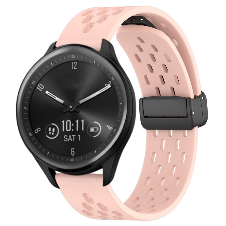 20mm Folding Magnetic Clasp Silicone Watch Band, For Garmin Forerunner 645, For Garmin Vivomove Sport, For Garmin VivoMove Style