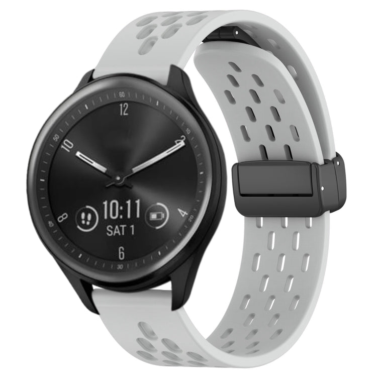20mm Folding Magnetic Clasp Silicone Watch Band, For Garmin Forerunner 645, For Garmin Vivomove Sport, For Garmin VivoMove Style