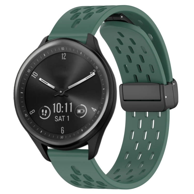 20mm Folding Magnetic Clasp Silicone Watch Band, For Garmin Forerunner 645, For Garmin Vivomove Sport, For Garmin VivoMove Style