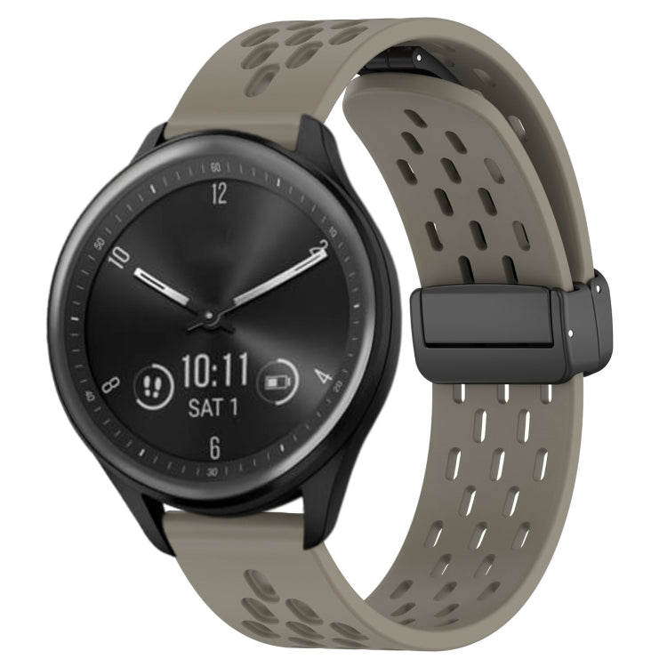 20mm Folding Magnetic Clasp Silicone Watch Band, For Garmin Forerunner 645, For Garmin Vivomove Sport, For Garmin VivoMove Style