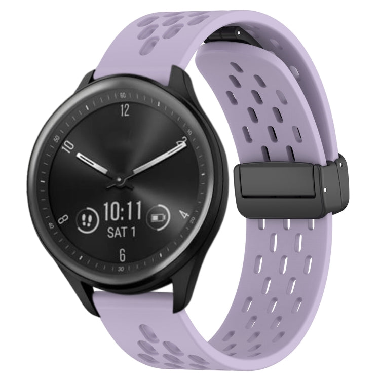 20mm Folding Magnetic Clasp Silicone Watch Band, For Garmin Forerunner 645, For Garmin Vivomove Sport, For Garmin VivoMove Style