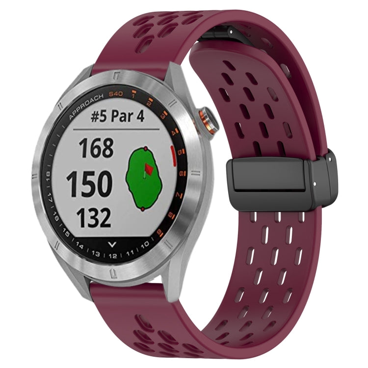 20mm Folding Magnetic Clasp Silicone Watch Band, For Garmin Venu SQ, For Garmin Forerunner 645 Music, For Garmin Approach S40
