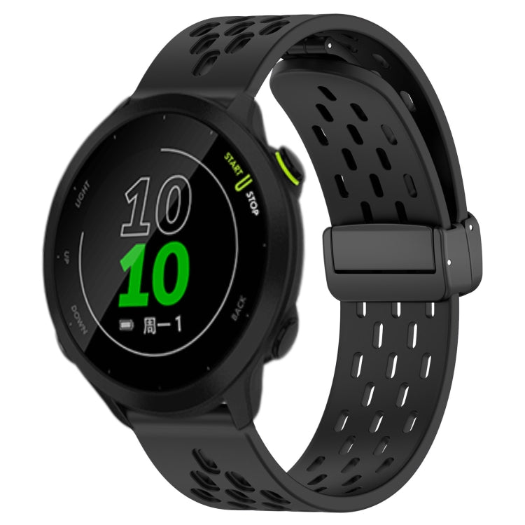 20mm Folding Magnetic Clasp Silicone Watch Band, For Garmin Forerunner 55, For Garmin Forerunner 158, For Garmin Forerunner 245 Music