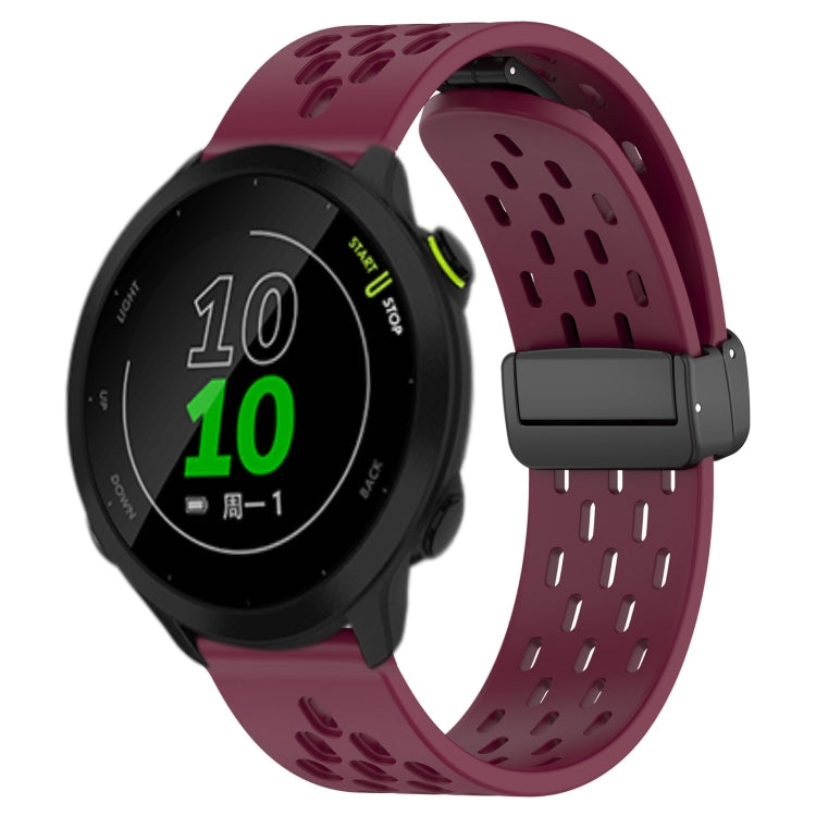 20mm Folding Magnetic Clasp Silicone Watch Band, For Garmin Forerunner 55, For Garmin Forerunner 158, For Garmin Forerunner 245 Music