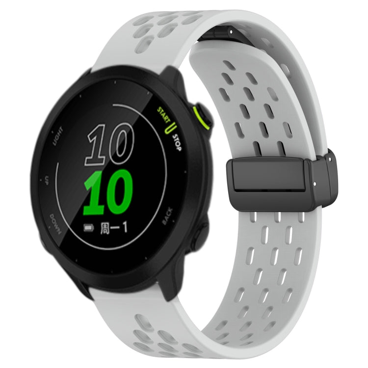 20mm Folding Magnetic Clasp Silicone Watch Band, For Garmin Forerunner 55, For Garmin Forerunner 158, For Garmin Forerunner 245 Music