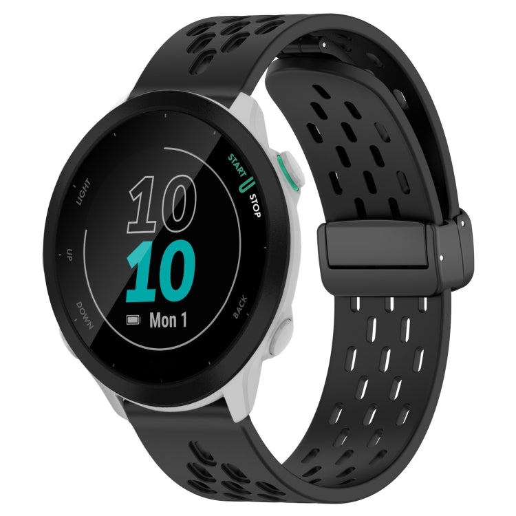 20mm Folding Magnetic Clasp Silicone Watch Band, For Garmin Forerunner 55, For Garmin Forerunner 158, For Garmin Forerunner 245 Music