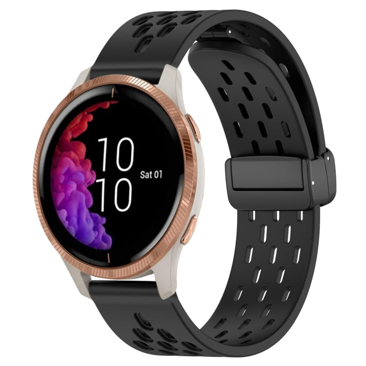 20mm Folding Magnetic Clasp Silicone Watch Band, For Garmin VivoMove Luxe, For Garmin Forerunner 245, For Garmin Venu