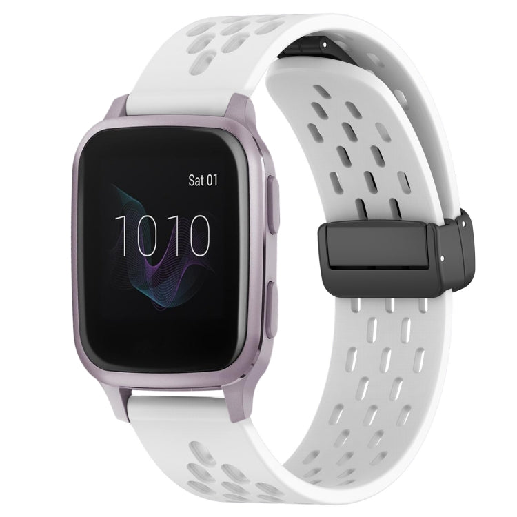 20mm Folding Magnetic Clasp Silicone Watch Band, For Garmin Venu SQ, For Garmin Forerunner 645 Music, For Garmin Approach S40