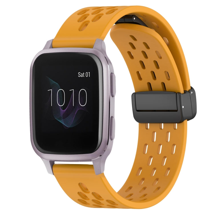 20mm Folding Magnetic Clasp Silicone Watch Band, For Garmin Venu SQ, For Garmin Forerunner 645 Music, For Garmin Approach S40