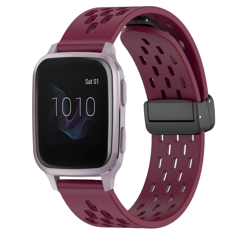20mm Folding Magnetic Clasp Silicone Watch Band, For Garmin Venu SQ, For Garmin Forerunner 645 Music, For Garmin Approach S40