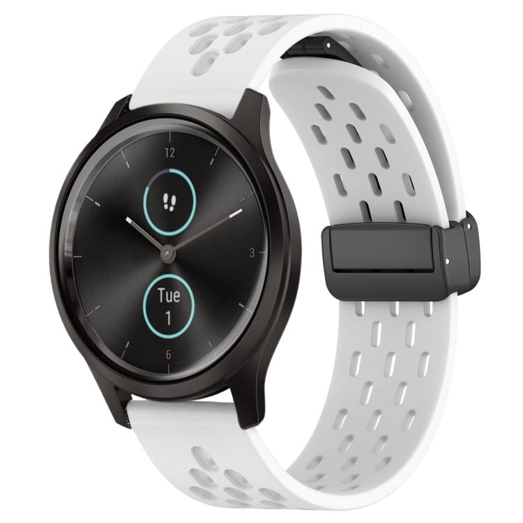20mm Folding Magnetic Clasp Silicone Watch Band, For Garmin Forerunner 645, For Garmin Vivomove Sport, For Garmin VivoMove Style
