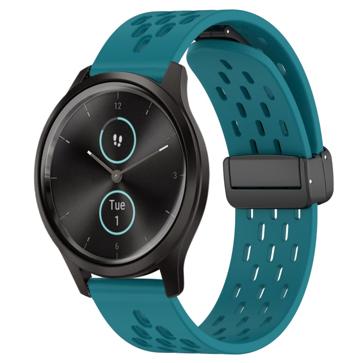 20mm Folding Magnetic Clasp Silicone Watch Band, For Garmin Forerunner 645, For Garmin Vivomove Sport, For Garmin VivoMove Style