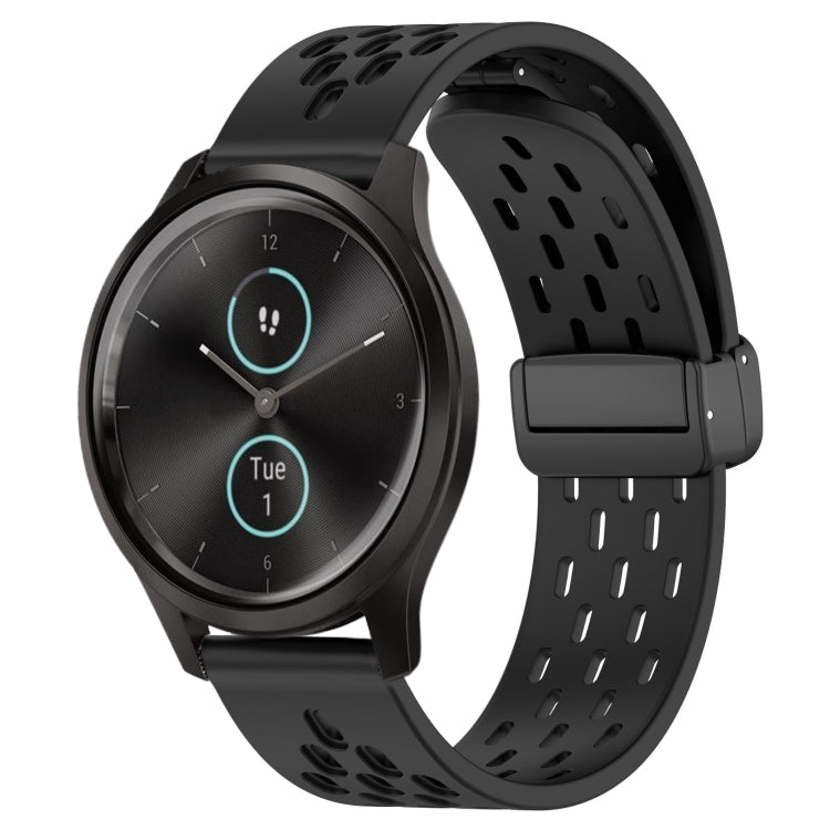 20mm Folding Magnetic Clasp Silicone Watch Band, For Garmin Forerunner 645, For Garmin Vivomove Sport, For Garmin VivoMove Style