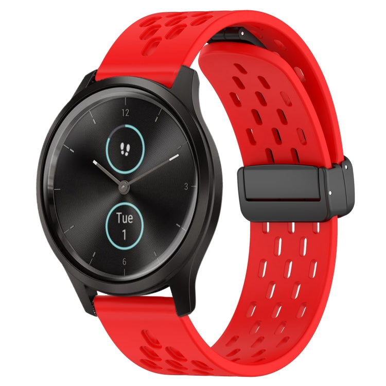 20mm Folding Magnetic Clasp Silicone Watch Band, For Garmin Forerunner 645, For Garmin Vivomove Sport, For Garmin VivoMove Style