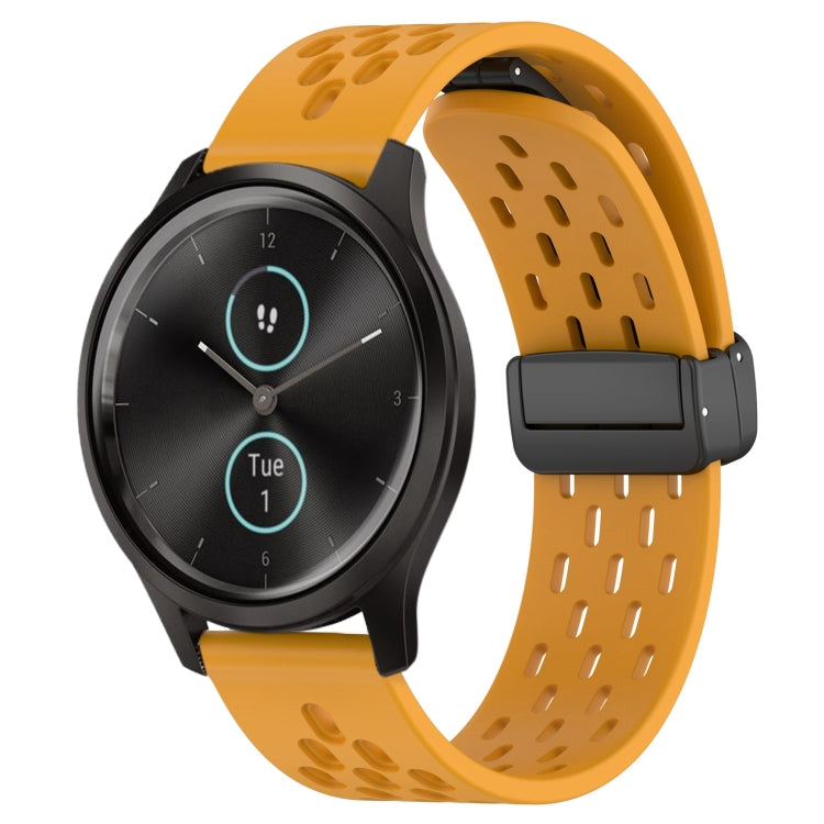 20mm Folding Magnetic Clasp Silicone Watch Band, For Garmin Forerunner 645, For Garmin Vivomove Sport, For Garmin VivoMove Style