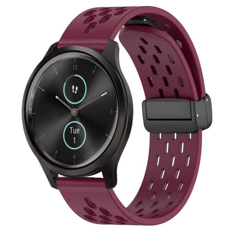 20mm Folding Magnetic Clasp Silicone Watch Band, For Garmin Forerunner 645, For Garmin Vivomove Sport, For Garmin VivoMove Style