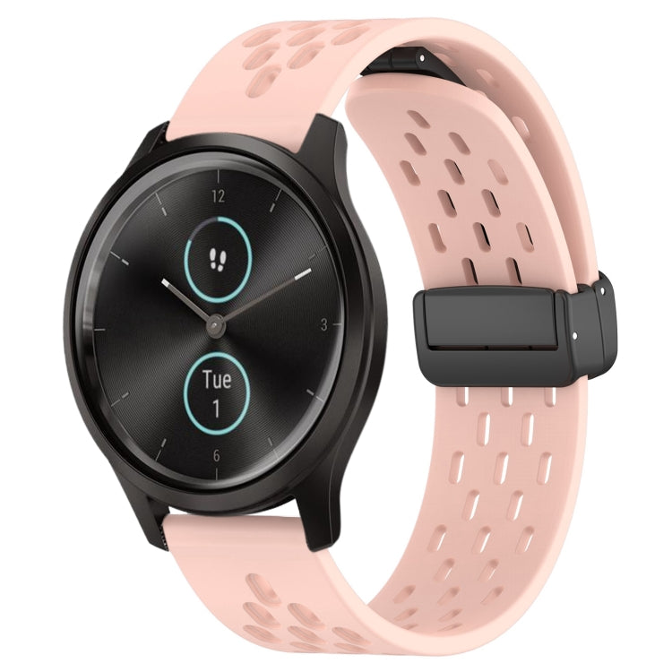 20mm Folding Magnetic Clasp Silicone Watch Band, For Garmin Forerunner 645, For Garmin Vivomove Sport, For Garmin VivoMove Style