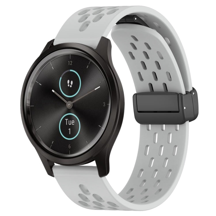 20mm Folding Magnetic Clasp Silicone Watch Band, For Garmin Forerunner 645, For Garmin Vivomove Sport, For Garmin VivoMove Style