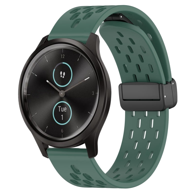 20mm Folding Magnetic Clasp Silicone Watch Band, For Garmin Forerunner 645, For Garmin Vivomove Sport, For Garmin VivoMove Style