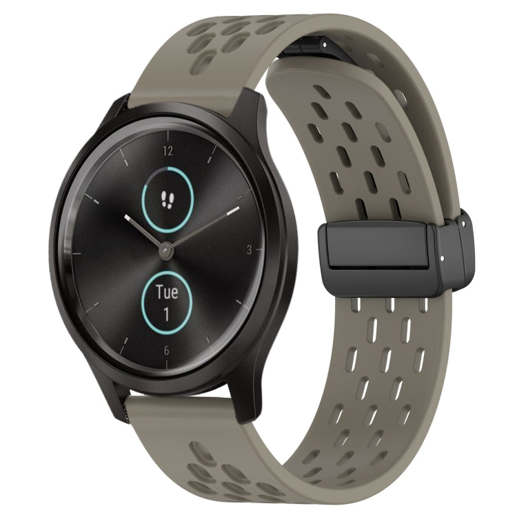 20mm Folding Magnetic Clasp Silicone Watch Band, For Garmin Forerunner 645, For Garmin Vivomove Sport, For Garmin VivoMove Style