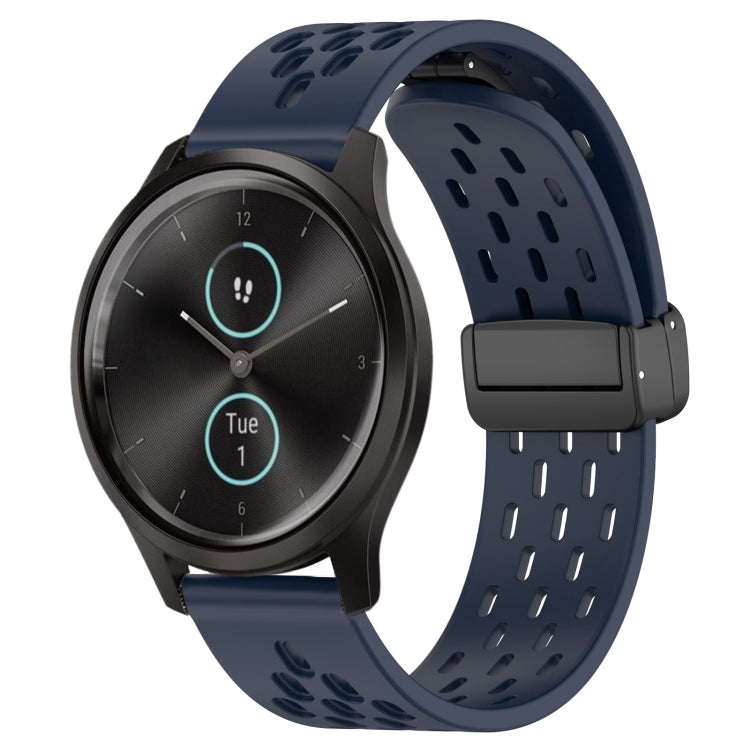 20mm Folding Magnetic Clasp Silicone Watch Band, For Garmin Forerunner 645, For Garmin Vivomove Sport, For Garmin VivoMove Style