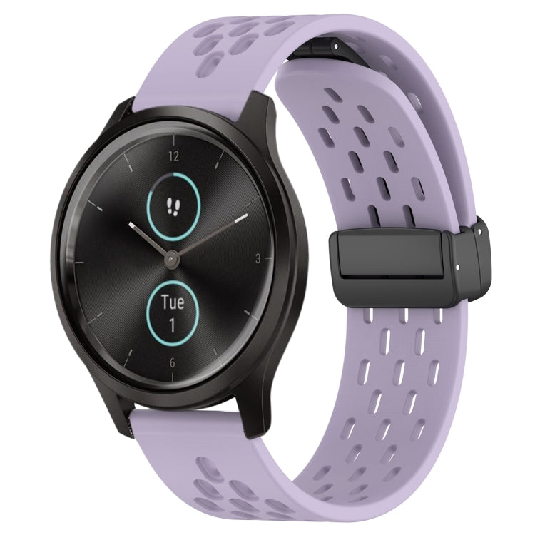 20mm Folding Magnetic Clasp Silicone Watch Band, For Garmin Forerunner 645, For Garmin Vivomove Sport, For Garmin VivoMove Style