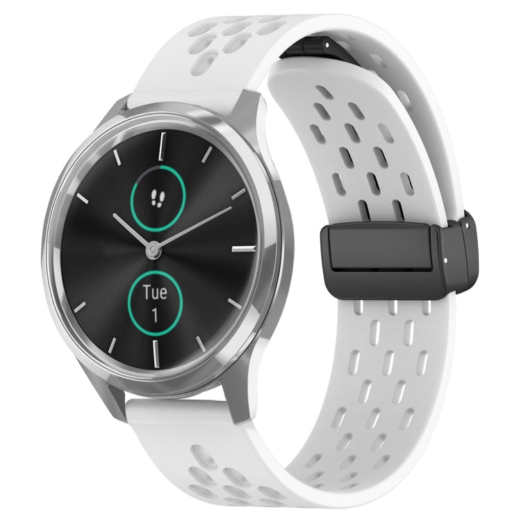 20mm Folding Magnetic Clasp Silicone Watch Band, For Garmin VivoMove Luxe, For Garmin Forerunner 245, For Garmin Venu