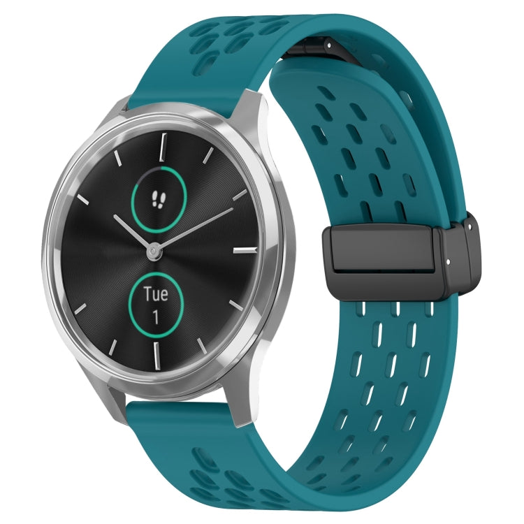 20mm Folding Magnetic Clasp Silicone Watch Band, For Garmin VivoMove Luxe, For Garmin Forerunner 245, For Garmin Venu