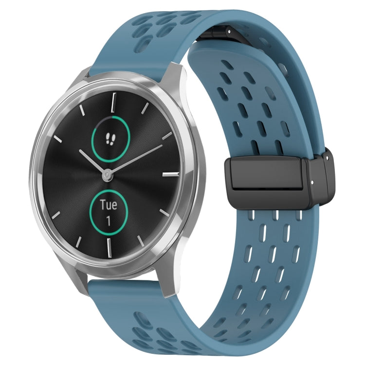 20mm Folding Magnetic Clasp Silicone Watch Band, For Garmin VivoMove Luxe, For Garmin Forerunner 245, For Garmin Venu