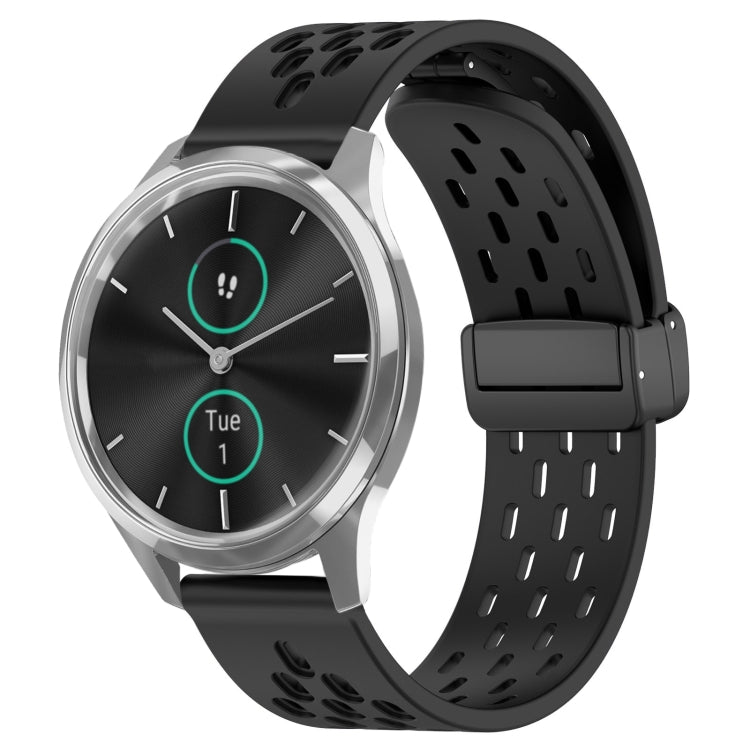 20mm Folding Magnetic Clasp Silicone Watch Band, For Garmin VivoMove Luxe, For Garmin Forerunner 245, For Garmin Venu