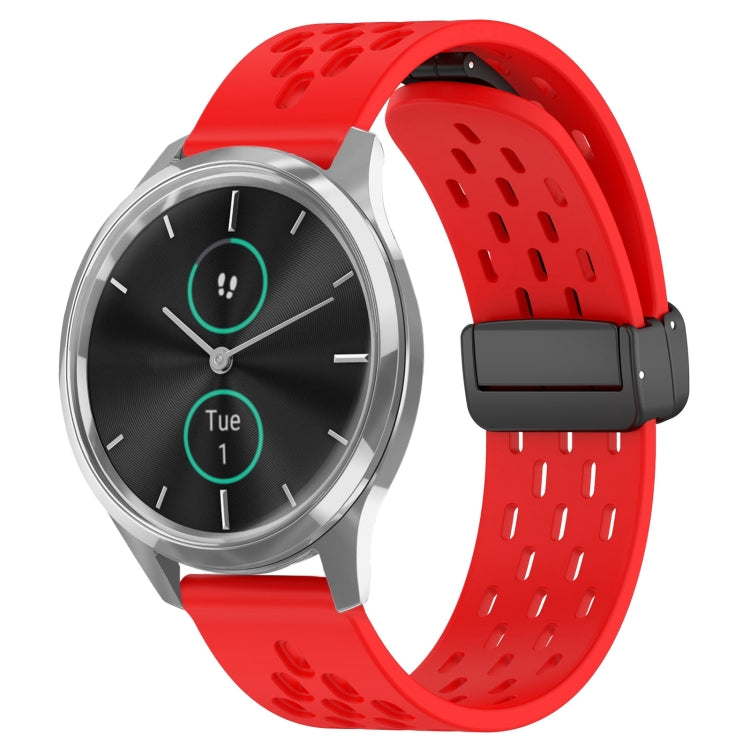 20mm Folding Magnetic Clasp Silicone Watch Band, For Garmin VivoMove Luxe, For Garmin Forerunner 245, For Garmin Venu
