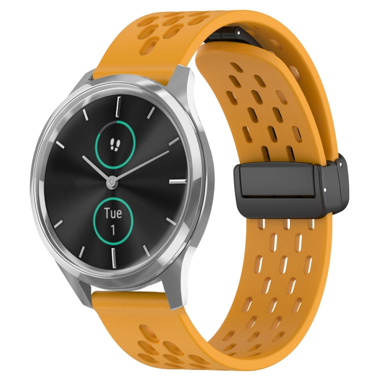 20mm Folding Magnetic Clasp Silicone Watch Band, For Garmin VivoMove Luxe, For Garmin Forerunner 245, For Garmin Venu
