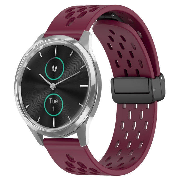 20mm Folding Magnetic Clasp Silicone Watch Band, For Garmin VivoMove Luxe, For Garmin Forerunner 245, For Garmin Venu