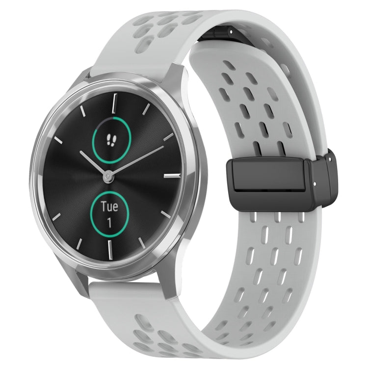 20mm Folding Magnetic Clasp Silicone Watch Band, For Garmin VivoMove Luxe, For Garmin Forerunner 245, For Garmin Venu