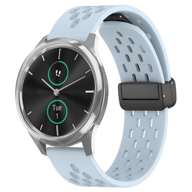 20mm Folding Magnetic Clasp Silicone Watch Band, For Garmin VivoMove Luxe, For Garmin Forerunner 245, For Garmin Venu