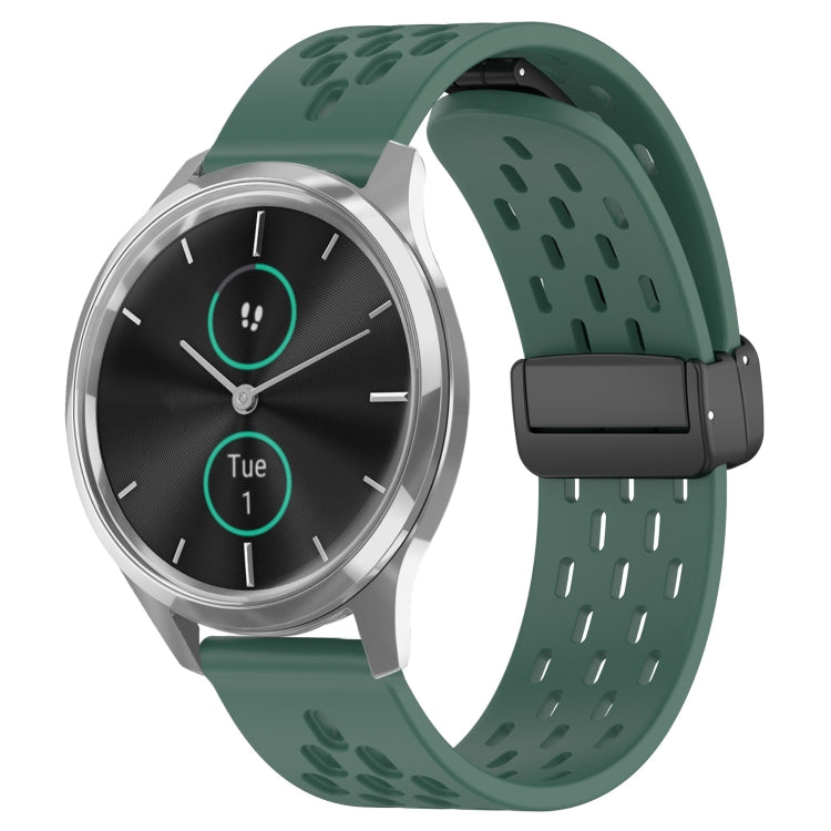 20mm Folding Magnetic Clasp Silicone Watch Band, For Garmin VivoMove Luxe, For Garmin Forerunner 245, For Garmin Venu