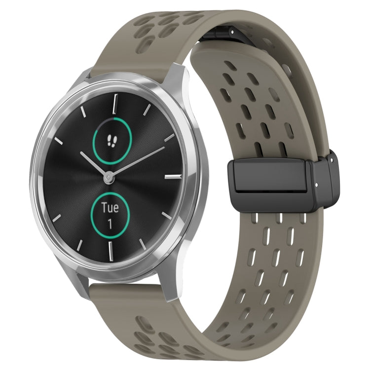 20mm Folding Magnetic Clasp Silicone Watch Band, For Garmin VivoMove Luxe, For Garmin Forerunner 245, For Garmin Venu