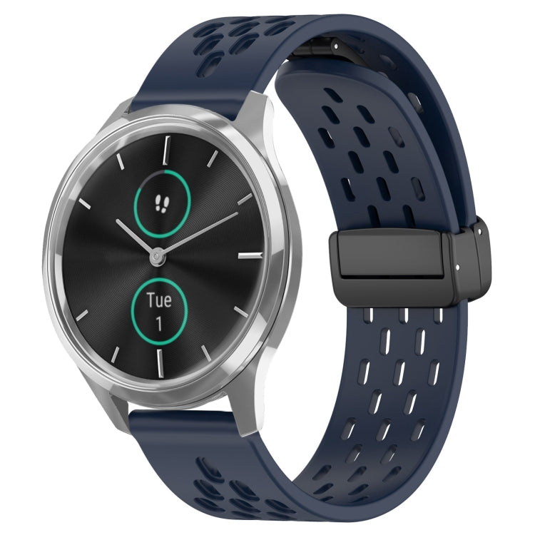 20mm Folding Magnetic Clasp Silicone Watch Band, For Garmin VivoMove Luxe, For Garmin Forerunner 245, For Garmin Venu