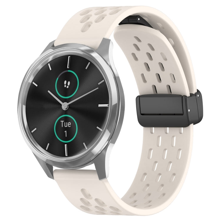 20mm Folding Magnetic Clasp Silicone Watch Band, For Garmin VivoMove Luxe, For Garmin Forerunner 245, For Garmin Venu