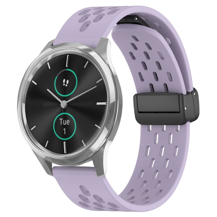 20mm Folding Magnetic Clasp Silicone Watch Band, For Garmin VivoMove Luxe, For Garmin Forerunner 245, For Garmin Venu