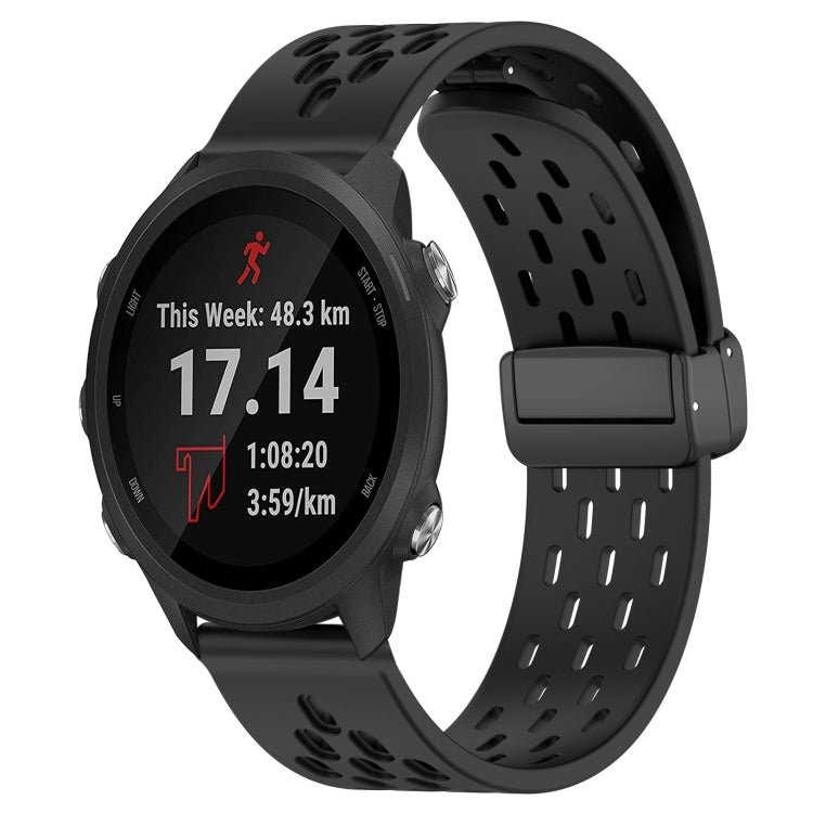 20mm Folding Magnetic Clasp Silicone Watch Band, For Garmin Forerunner 55, For Garmin Forerunner 158, For Garmin Forerunner 245 Music