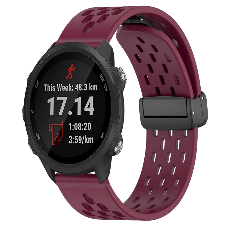 20mm Folding Magnetic Clasp Silicone Watch Band, For Garmin Forerunner 55, For Garmin Forerunner 158, For Garmin Forerunner 245 Music