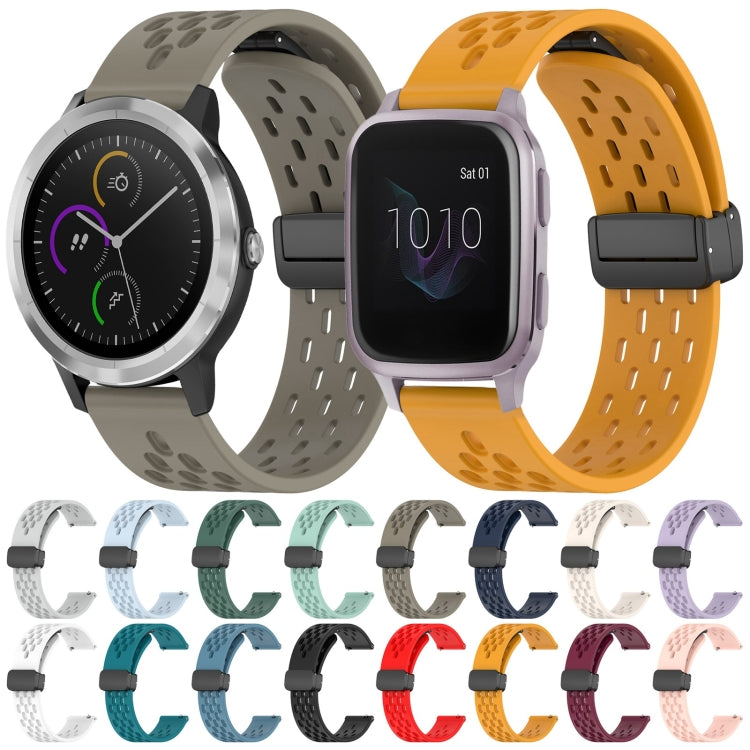 20mm Folding Magnetic Clasp Silicone Watch Band, For Garmin Forerunner 55, For Garmin Forerunner 158, For Garmin Forerunner 245 Music