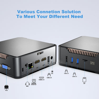 Mini Computer Dual HDMI+VGA Triple Display 4K HD Pocket Mini PC