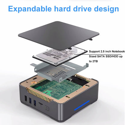 Mini Computer Dual HDMI+VGA Triple Display 4K HD Pocket Mini PC