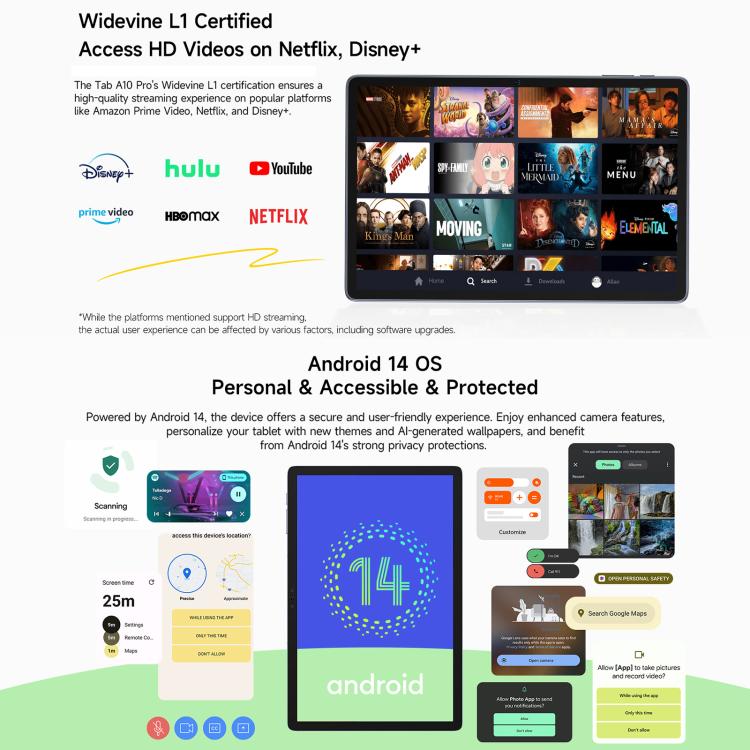 Ulefone Tab A10 Pro 11 inch Tablet 6GB+128GB Android 14