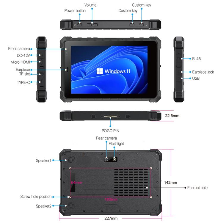 CENAVA W80Y Rugged Tablet, 8 inch 8GB+128GB Windows11